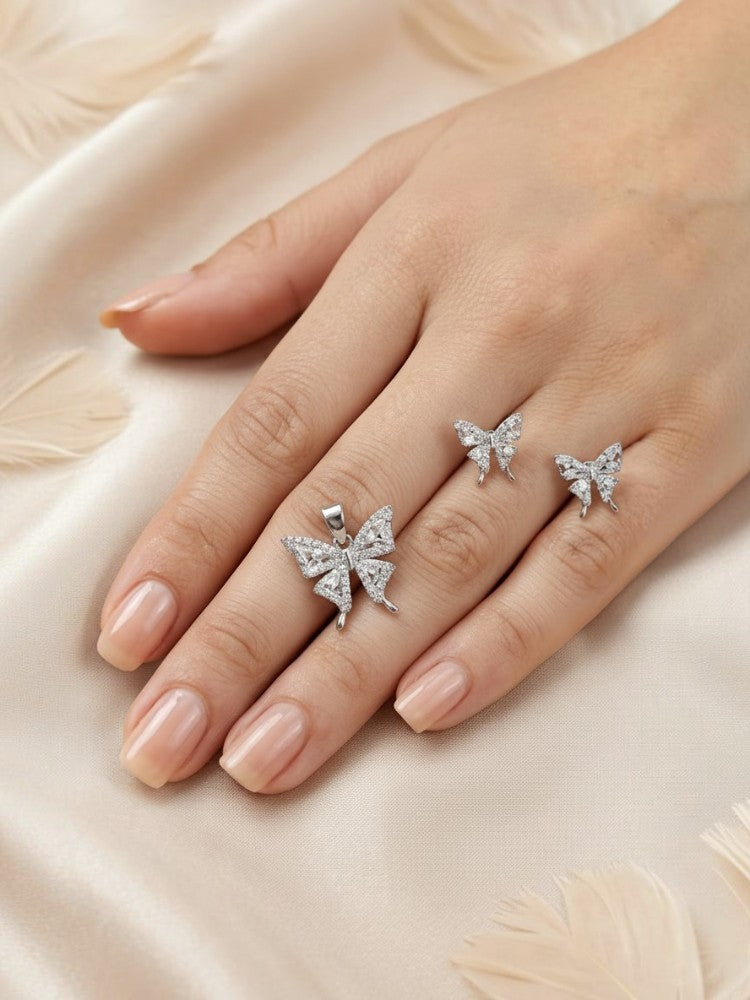 Winged Grace Pendant and Earring Set