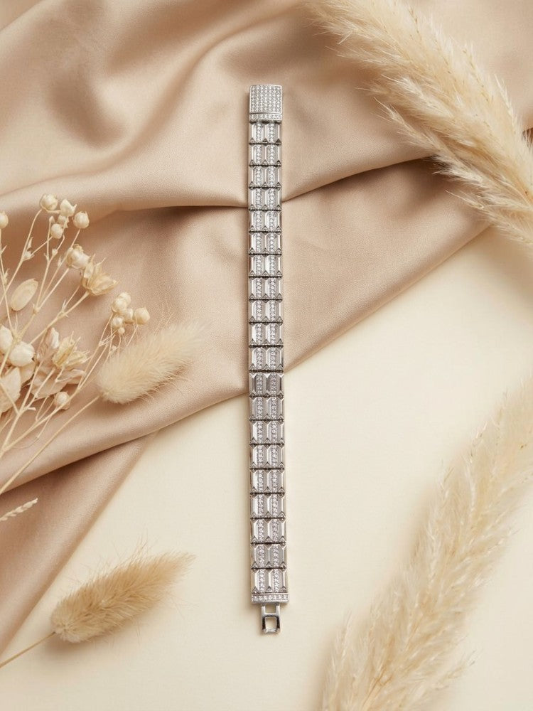 Classic Block Silver sparkle Bracelet (Unisex)