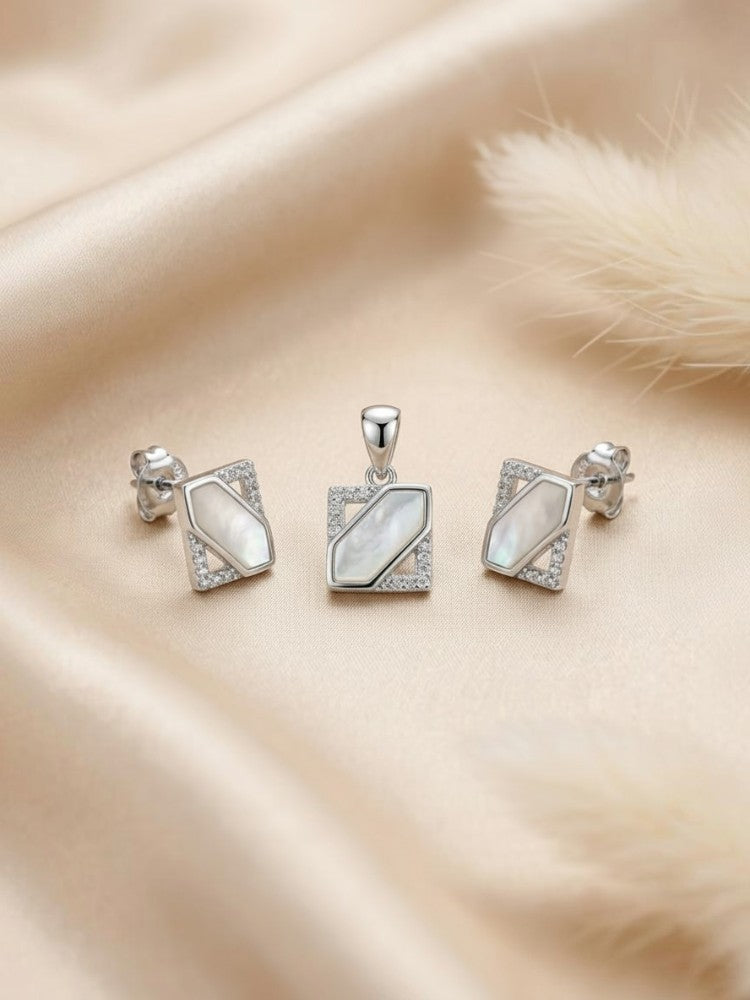Prism Edge Pendant Earring Set