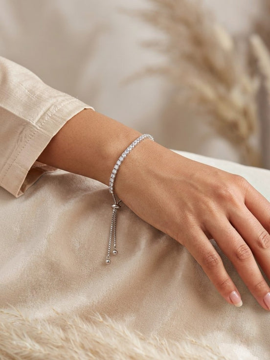 Crystal Line Silver Bracelet