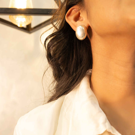 Adya Matte Oval Stud Earring