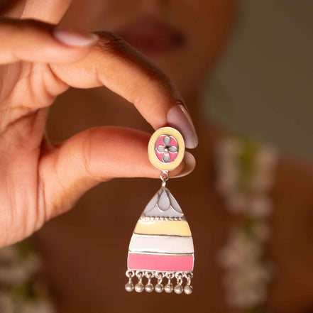 Adya Pastel Enamel Ladder Drop Earrings