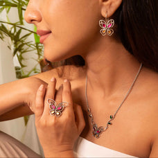 Adya Titli Aur Patti Earring Ring necklace Set