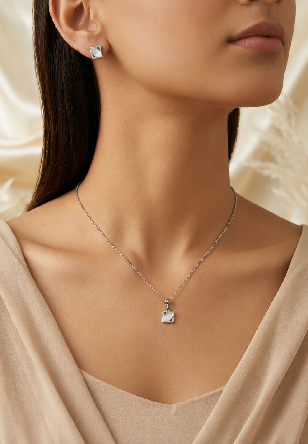 Prism Edge Pendant Earring Set