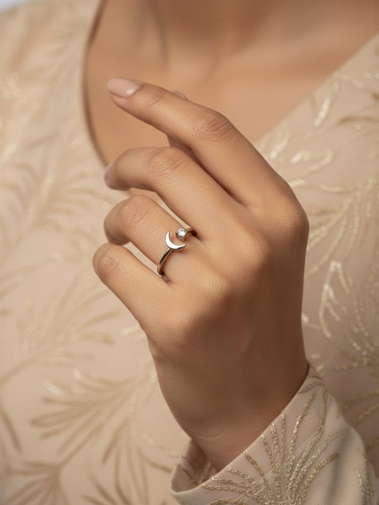 Moonlit spark Adjustable ring