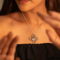 Mizoya Embossed Flower Jali Necklace